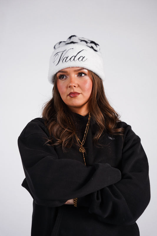 Fluffy White Star Beanie