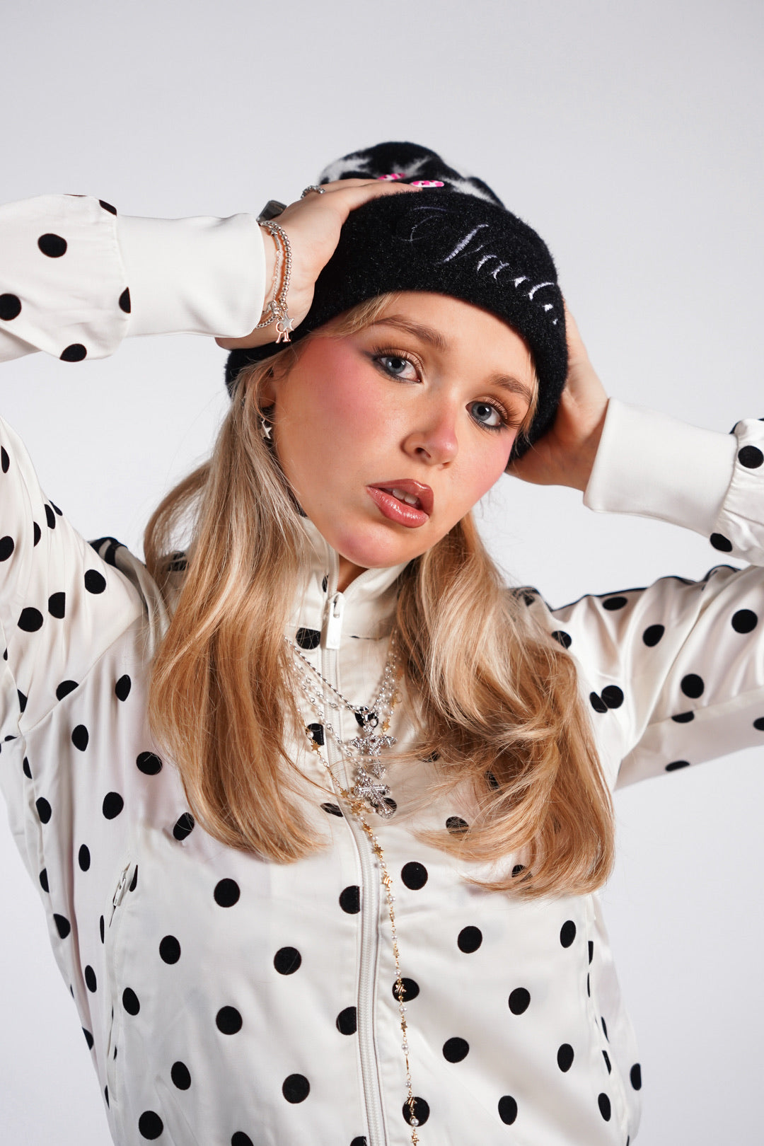 Fluffy Black Star Beanie