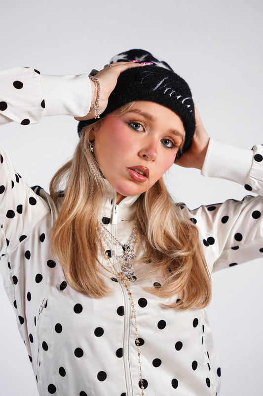 Fluffy Black Star Beanie