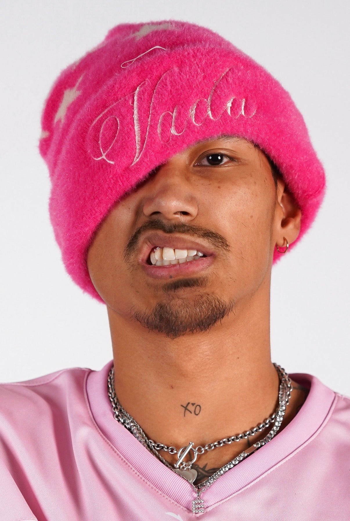 Fluffy Pink Star Beanie